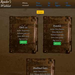 Screenshot of the Reader's Wishtlist app