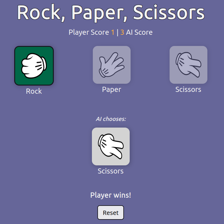 Screenshot of the Rock, Paper, Scissors game